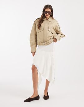 Vero Moda Vero Moda asymmetric lace mini skirt with ruffle detailing in white