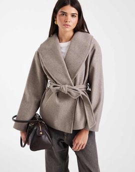 Vero Moda Vero Moda belted short formal jacket in gray-brown
