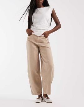 Vero Moda Vero Moda Billie high rise barrel leg jeans in mink-Neutral
