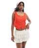 Vero Moda Vero Moda button down denim corset top in red-pink - 1