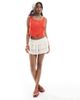 Vero Moda Vero Moda button down denim corset top in red-pink - 4