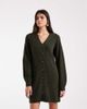 Vero Moda Vero Moda button front balloon sleeve knitted mini dress in dark green melange - 2