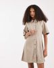 Vero Moda Vero Moda button front fit and flare denim mini dress in beige wash-Neutral - 1