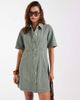 Vero Moda Vero Moda button front fit and flare denim mini dress in laurel green wash - 1