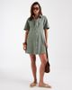 Vero Moda Vero Moda button front fit and flare denim mini dress in laurel green wash - 3