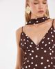 Vero Moda Vero Moda cami maxi dress with scarf neck detail in chocolate polka dot print-Brown - 4