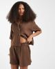 Vero Moda Vero Moda cheesecloth textured shorts in chocolate - part of a set-Brown - 2
