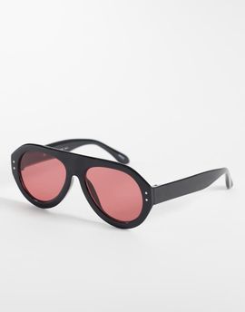 Vero Moda Vero Moda chunky framed retro aviator sunglasses in black