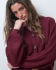 Vero Moda Vero Moda chunky rib round neck cardigan in burgundy-RED - 1