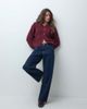 Vero Moda Vero Moda chunky rib round neck cardigan in burgundy-RED - 4
