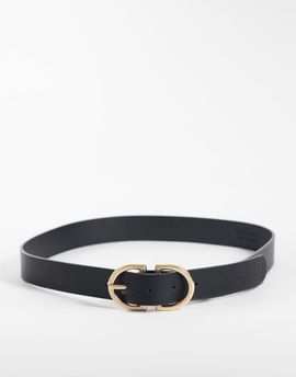 Vero Moda Vero Moda coated belt with brushed gold hardware in black