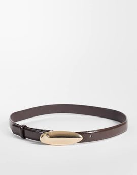 Vero Moda Vero Moda coated belt with gold tear drop buckle in chocolate brown