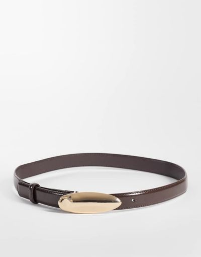 Vero Moda Vero Moda coated belt with gold tear drop buckle in chocolate brown