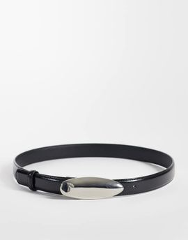 Vero Moda Vero Moda coated belt with silver tear drop buckle in black