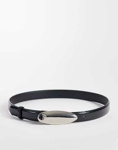 Vero Moda Vero Moda coated belt with silver tear drop buckle in black