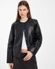 Vero Moda Vero Moda collarless faux leather short jacket with quilted lining in black - 1