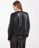 Vero Moda Vero Moda collarless faux leather short jacket with quilted lining in black - 4
