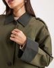 Vero Moda Vero Moda contrast collar button down trench coat in khaki-Green - 3