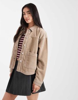 Vero Moda Vero Moda corduroy overshirt in mink-Neutral