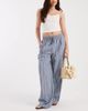Vero Moda Vero Moda cotton seersucker tie waist wide leg pants in blue striped print - 1