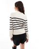 Vero Moda Vero Moda crew neck sweater in cream with black stripes-White - 4