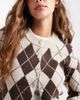 Vero Moda Vero Moda cropped knit cardigan in chocolate argyle plaid print-Neutral - 4