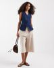 Vero Moda Vero Moda denim asymmetric placket vest with covered buttons in medium blue wash - 2