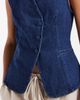 Vero Moda Vero Moda denim asymmetric placket vest with covered buttons in medium blue wash - 3