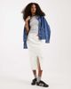 Vero Moda Vero Moda denim midaxi skirt with front slit in ecru-White - 1