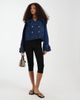 Vero Moda Vero Moda double breasted cropped trench coat in dark blue denim-Navy - 1