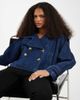Vero Moda Vero Moda double breasted cropped trench coat in dark blue denim-Navy - 2