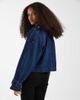 Vero Moda Vero Moda double breasted cropped trench coat in dark blue denim-Navy - 4