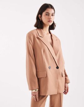 Vero Moda Vero Moda double breasted herringbone blazer in mocha - part of a set-Brown