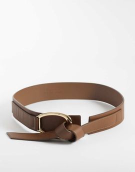 Vero Moda Vero Moda double tie detail chunky belt in brown-Black