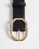 Vero Moda Vero Moda faux leather belt with gold-tone hammered metal buckle in black - 2