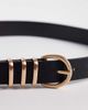 Vero Moda Vero Moda faux leather belt with multi keeper in black and gold tone - 2