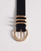 Vero Moda Vero Moda faux leather belt with multi keeper in black and gold tone - 3