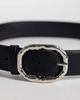 Vero Moda Vero Moda faux leather hammered metal buckle belt in black with silver tone - 2