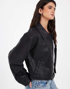 Vero Moda Vero Moda faux leather short work jacket in black