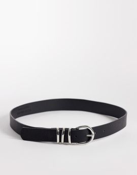Vero Moda Vero Moda faux leather silver buckle belt in black