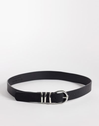 Vero Moda Vero Moda faux leather silver buckle belt in black