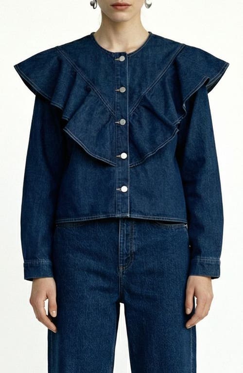 VERO MODA VERO MODA Fia Ruffle Placket Denim Button-Up Shirt