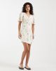 Vero Moda Vero Moda flutter sleeve wrap front mini dress in cream floral print-White - 2