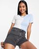 Vero Moda Vero Moda FRSH half and half T-shirt in blue and white-Multi - 1