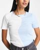 Vero Moda Vero Moda FRSH half and half T-shirt in blue and white-Multi - 4