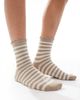 Vero Moda Vero Moda glitter socks with frill edge in gold stripes-Neutral - 1