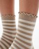 Vero Moda Vero Moda glitter socks with frill edge in gold stripes-Neutral - 3