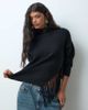 Vero Moda Vero Moda high neck sweater with fringe hem detail in black - 2