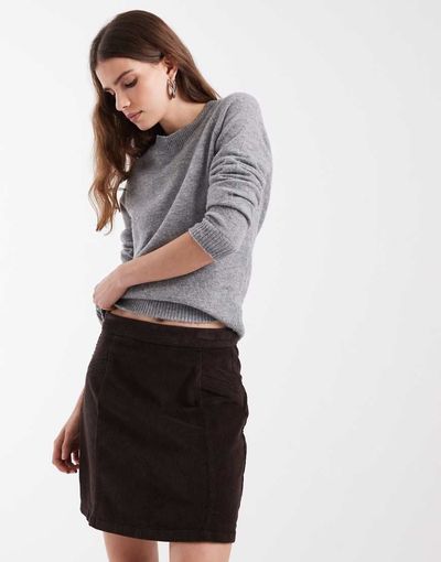 Vero Moda Vero Moda high rise corduroy mini skirt in chocolate brown