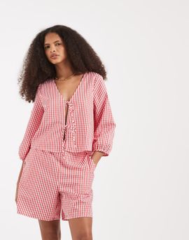Vero Moda Vero Moda high rise shorts in red gingham print - part of a set-pink